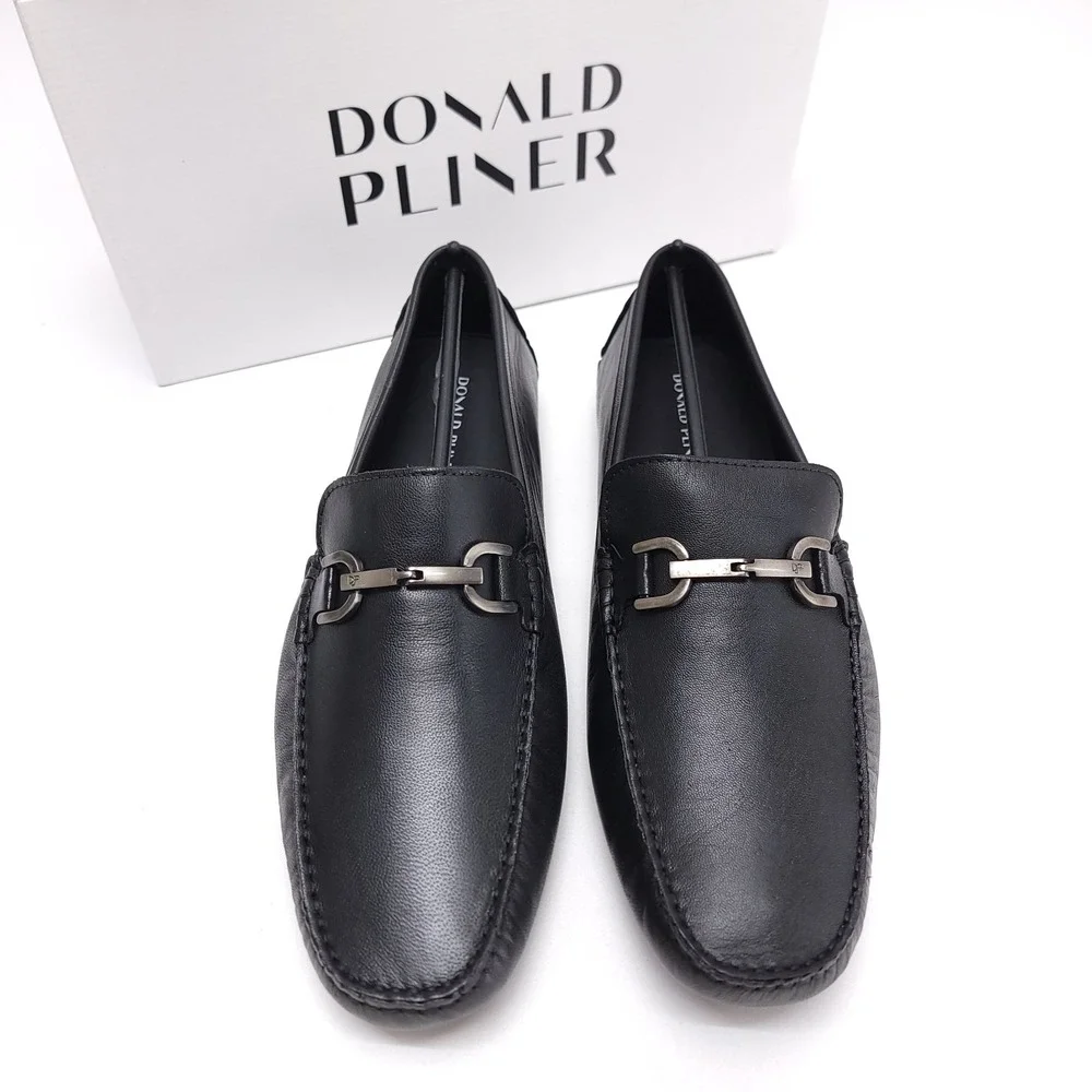 NEW Donald Pliner Victor GW Size 13 M Leather‎ Black Driving Shoes Moccasins